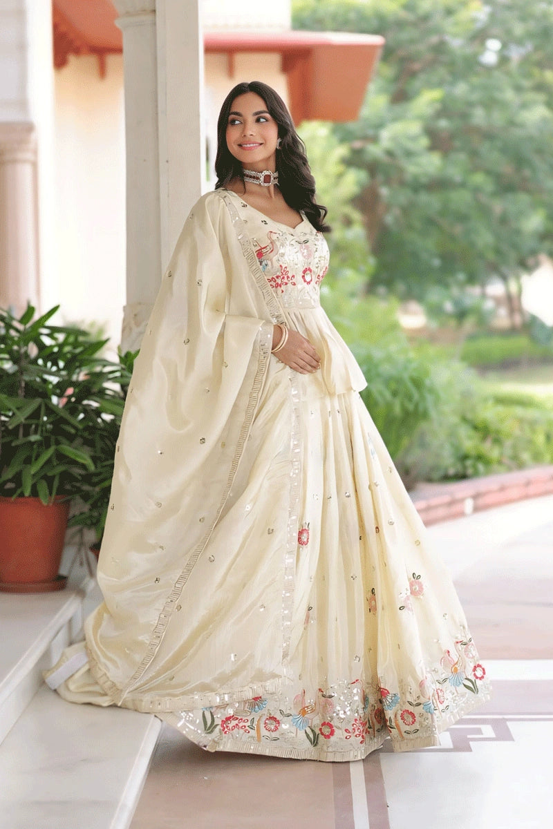 Off-white lehenga choli