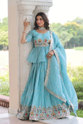 Ready-to-wear sky blue lehenga set