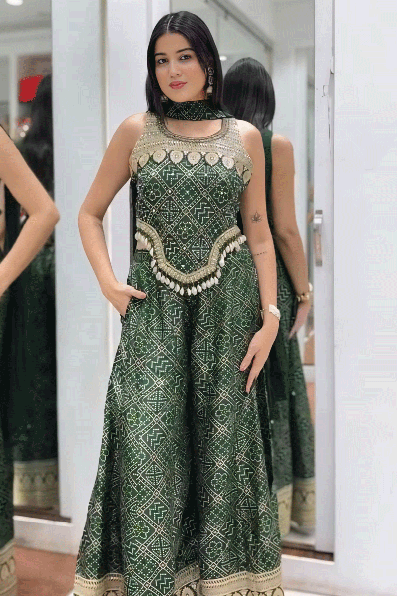 Ready To Wear Plazo Top With Dupatta For Party Wear