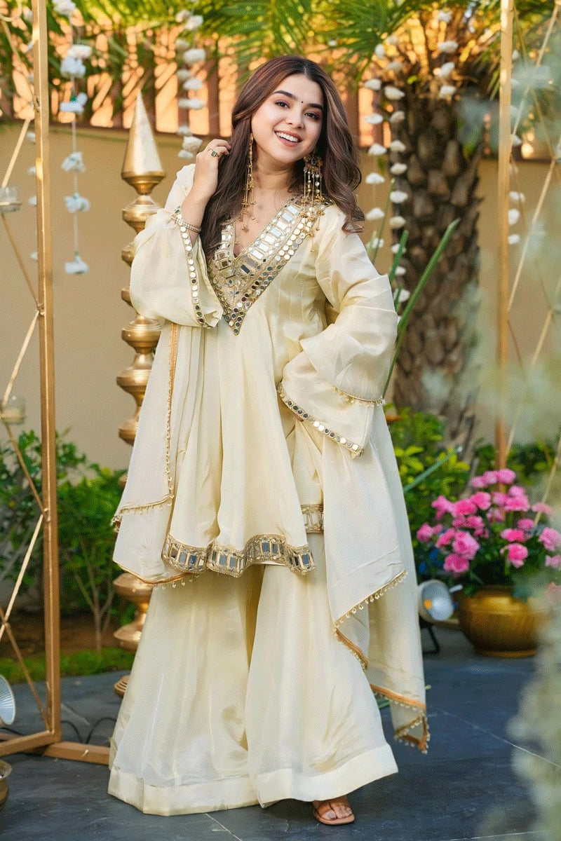 Real Mirror Work Sharara Suit for Wedding Functions