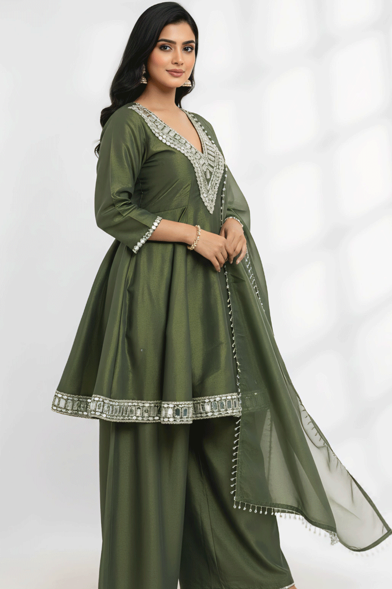 Real Mirror Work Sharara for Mehendi Ceremony