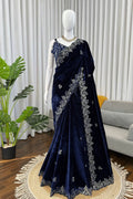 Reception Look Velvet Saree 