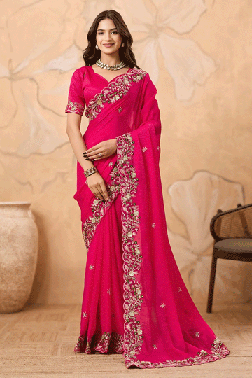 Embroidery Work Saree For Reception Party