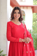 Reception Wear Red Color Anarkali Suit