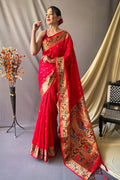 Red Paithani Saree For Karwa Chauth Look