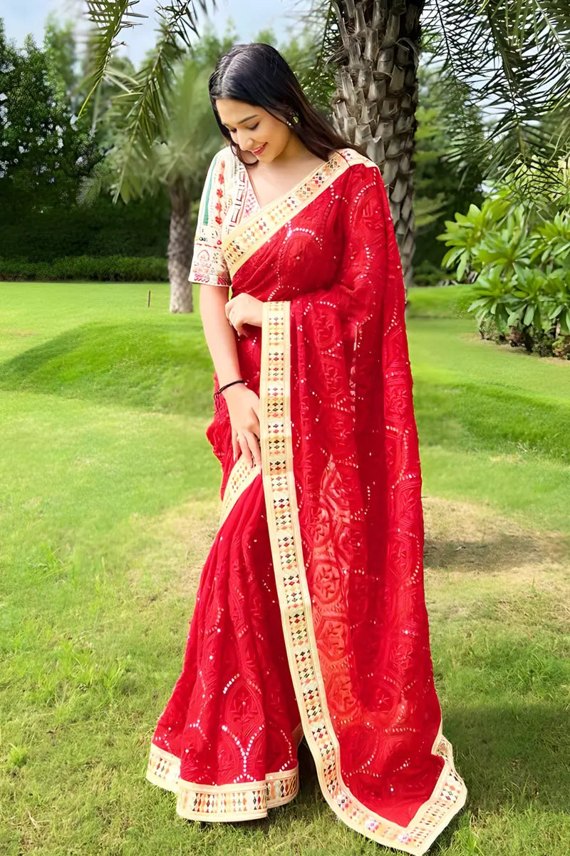 Designer Red Saree for Karwa Chauth 2023 online