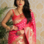 Red Silk Saree With Zari Work