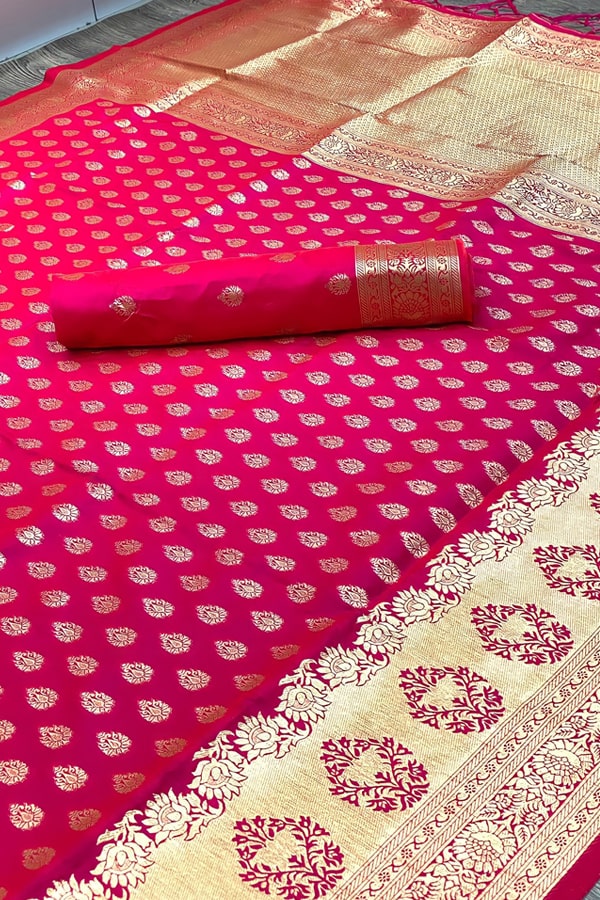 Red Zari Weaving Saree