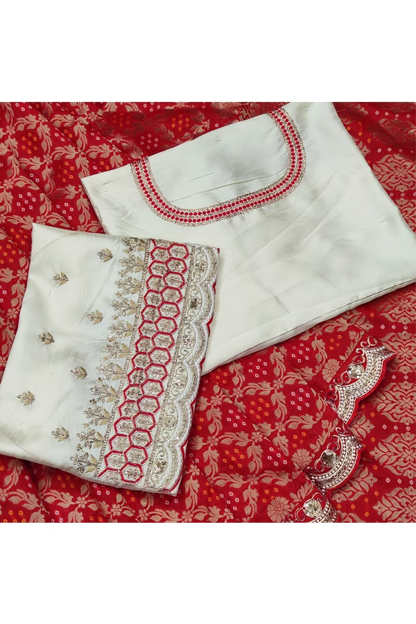 Red and white saree for durga puja