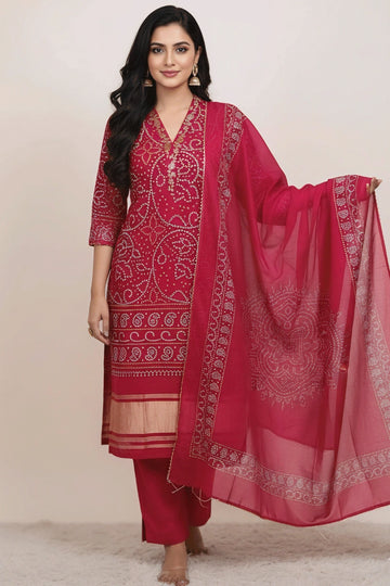 Red Bandhani Suit