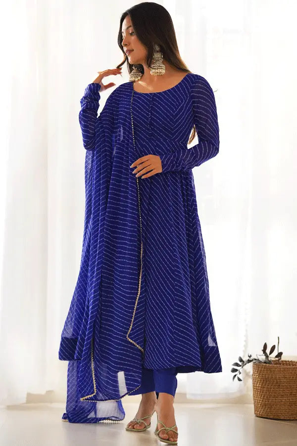 anarkali dress royal blue Royal Blue Lace Work Anarkali Suit Set ASHEERA