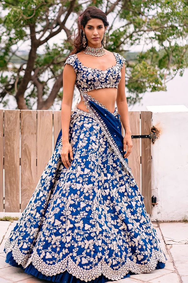 Buy Royal Blue Lehenga For Wedding Online - Anaya Designer Studio