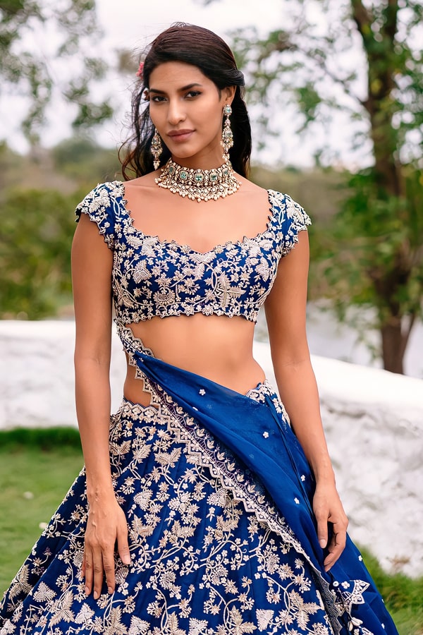Buy Royal Blue Lehenga For Wedding Online - Anaya Designer Studio
