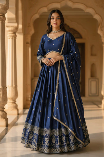 Royal blue embroidery lehenga