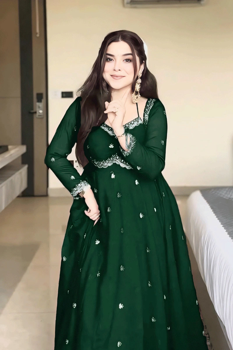 Royal green floor-length gown