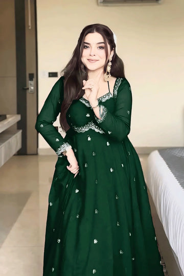 Royal green floor-length gown