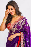 Rukmini Maitra purple saree for wedding