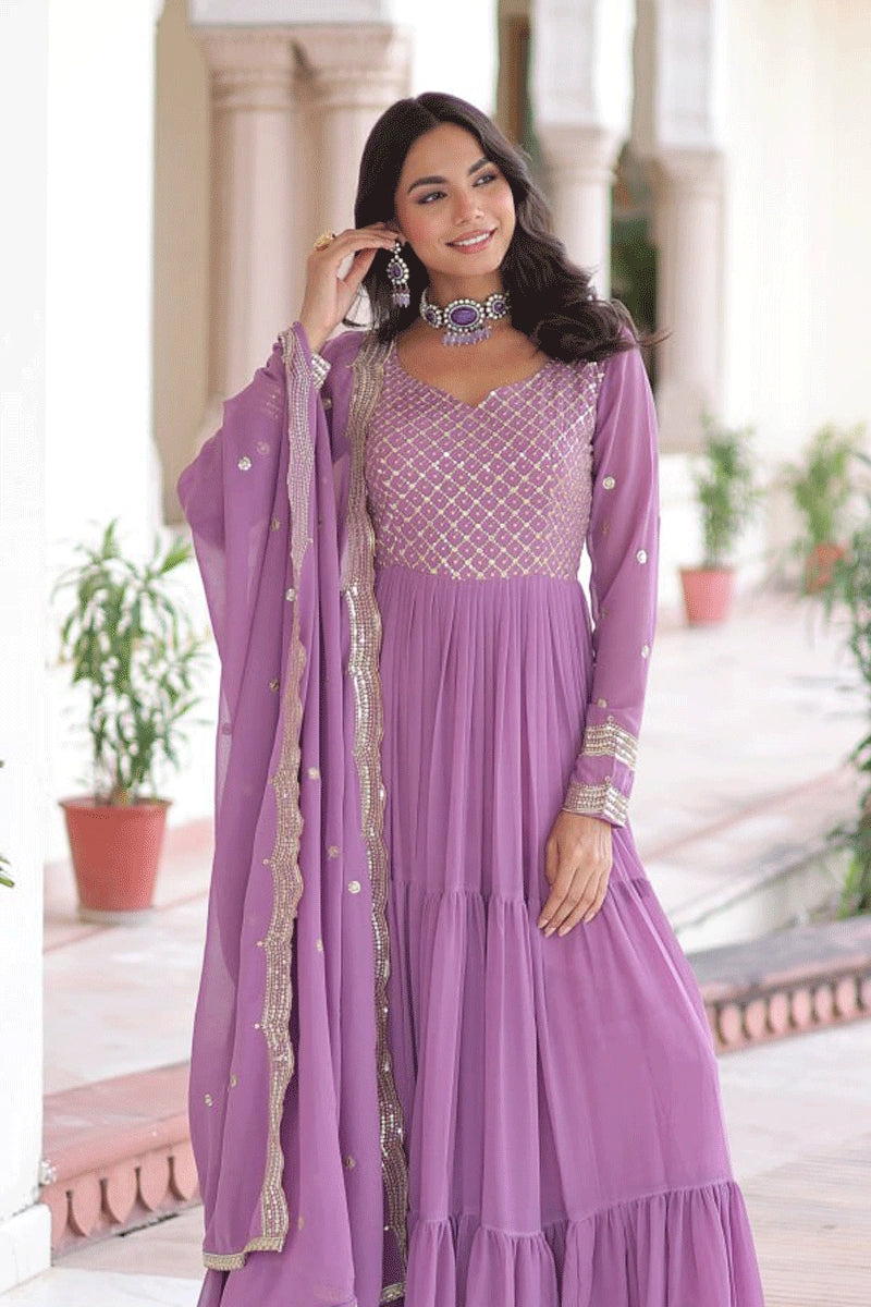 Sangeet Party Wear Purple Gown