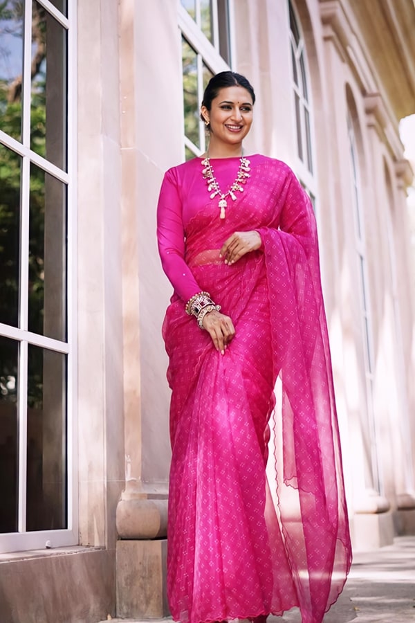 New Saree for wedding Party Guest Pink - Anaya Designer Studio