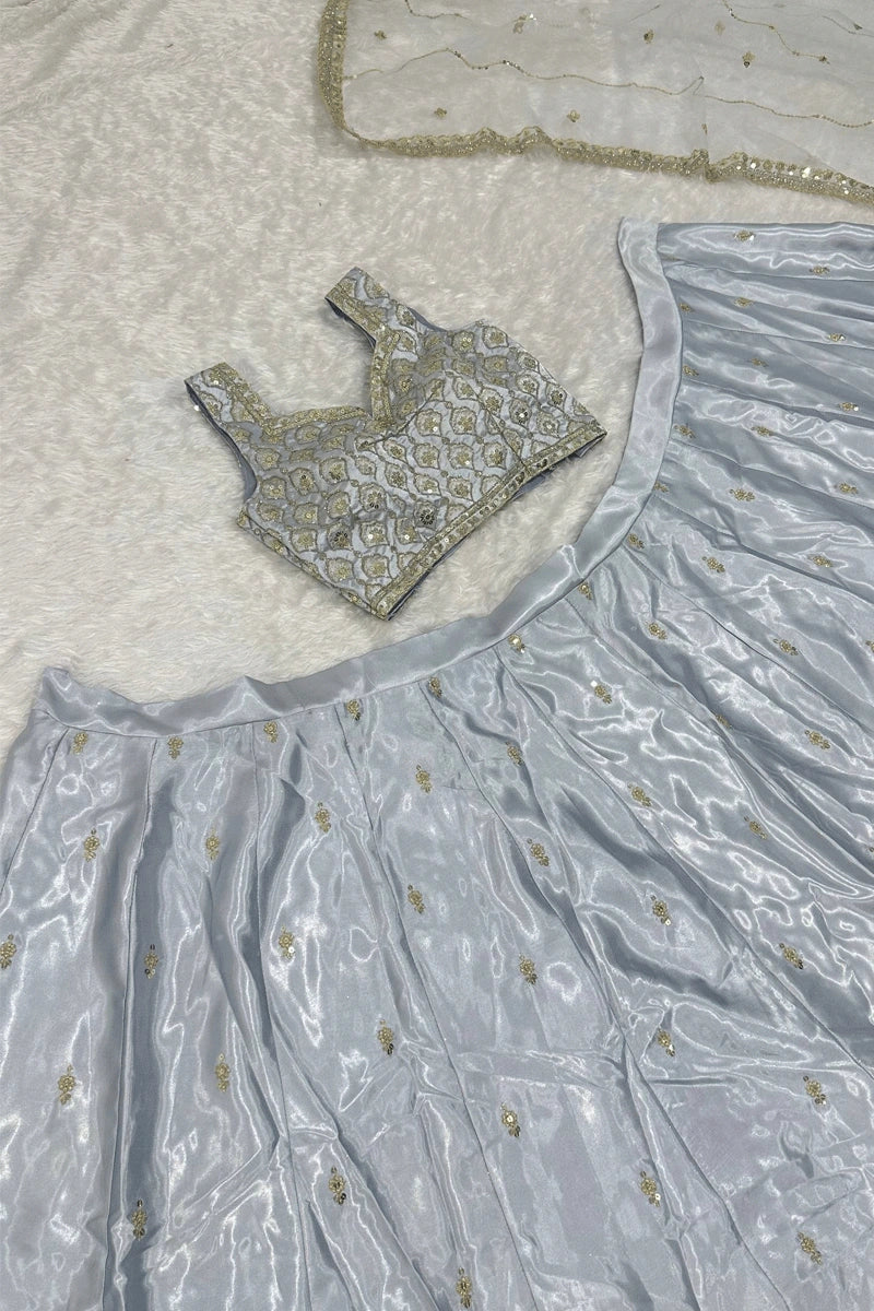 Satin Silk Lehenga With Net Dupatta 