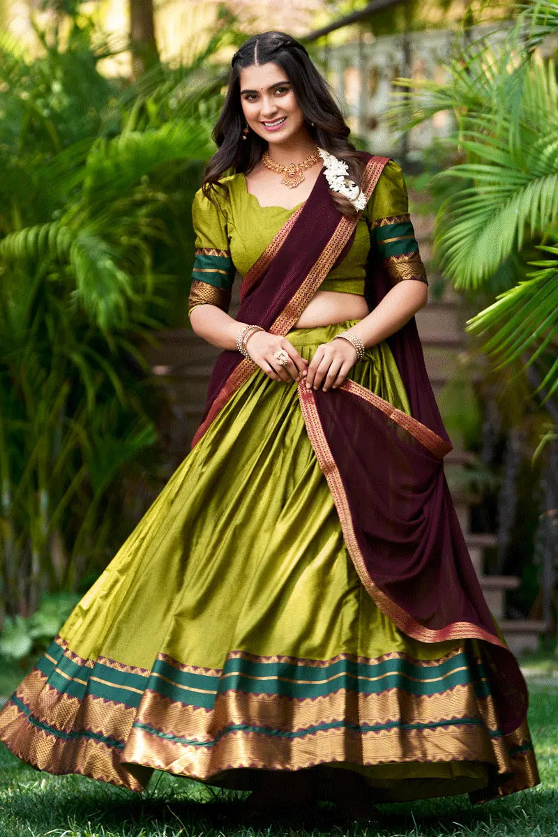 Semi Stitched Traditional Half Saree Online Shopping