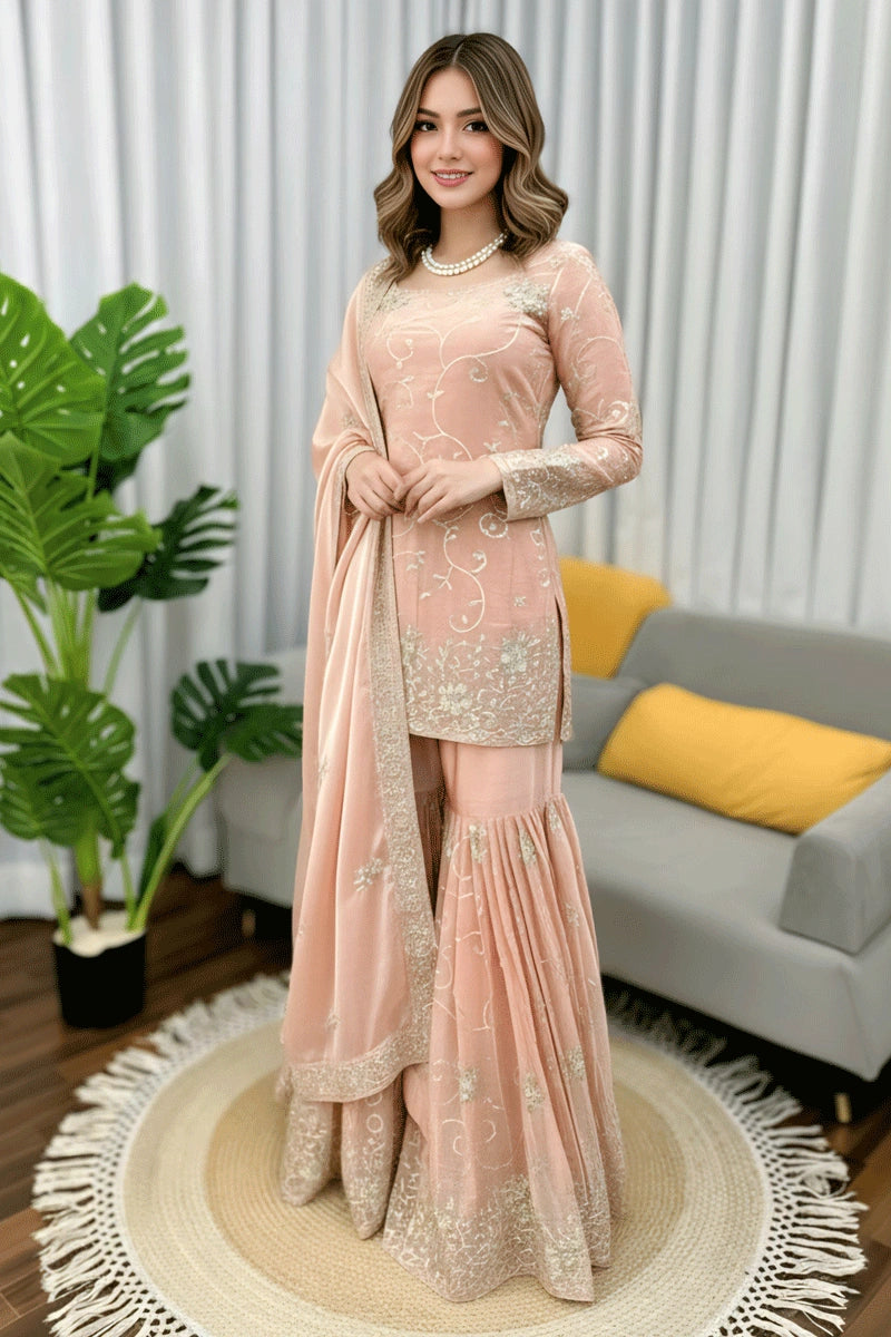 Sequins Long Sleeves Sharara Suit For Gen Z Girl 