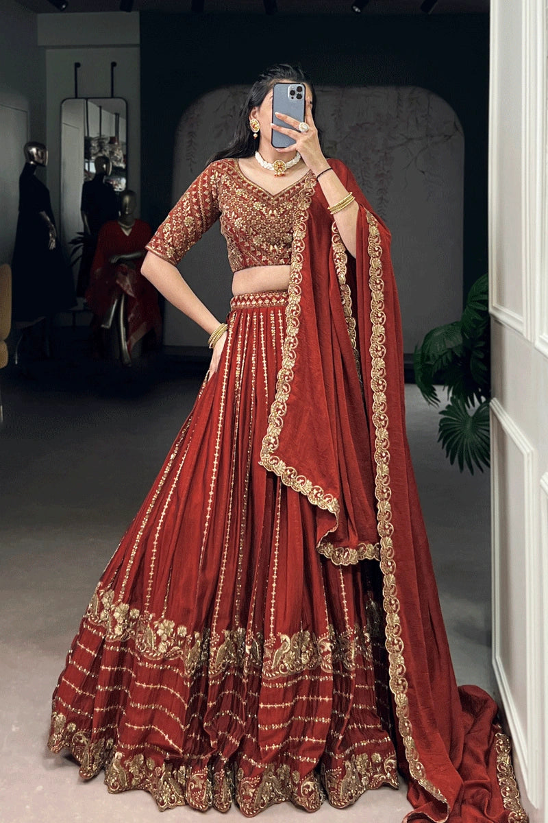 Sequins Work Bridal Lehenga for Engagement