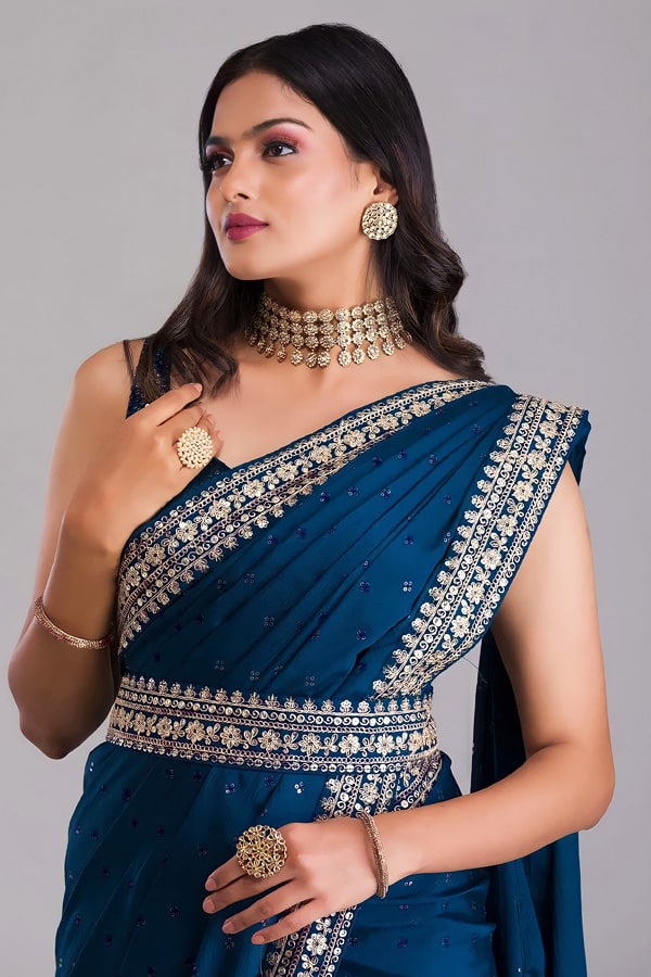 Designer Silk Saree With Belt For Women