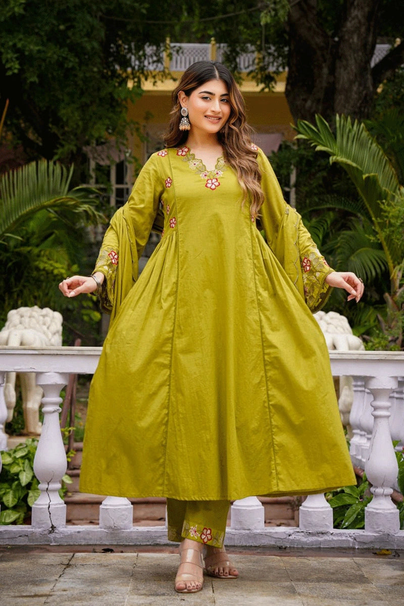 Silk Embroidery Kurti Pant Set For Gen Z Girl 