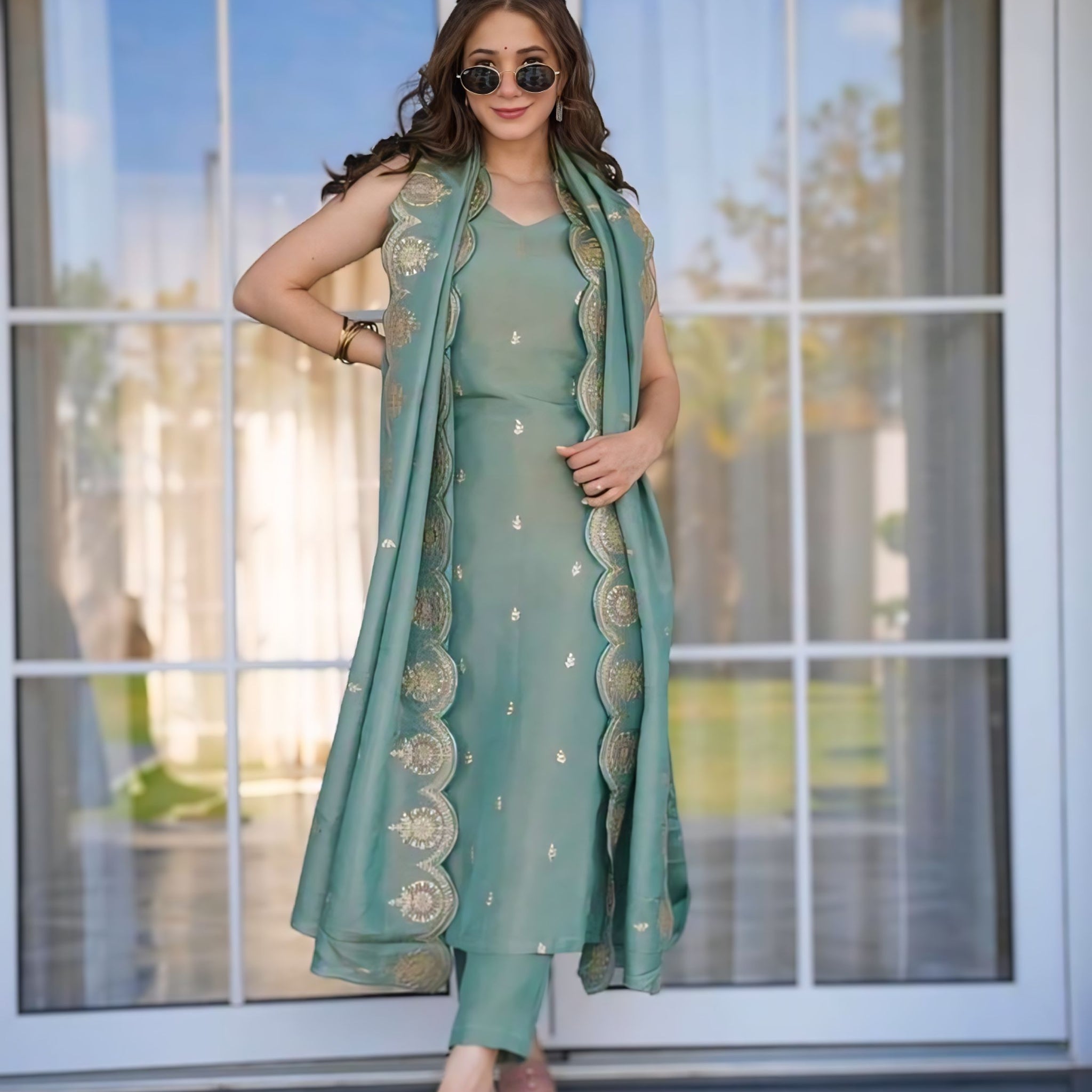 Silk embroidered kurti