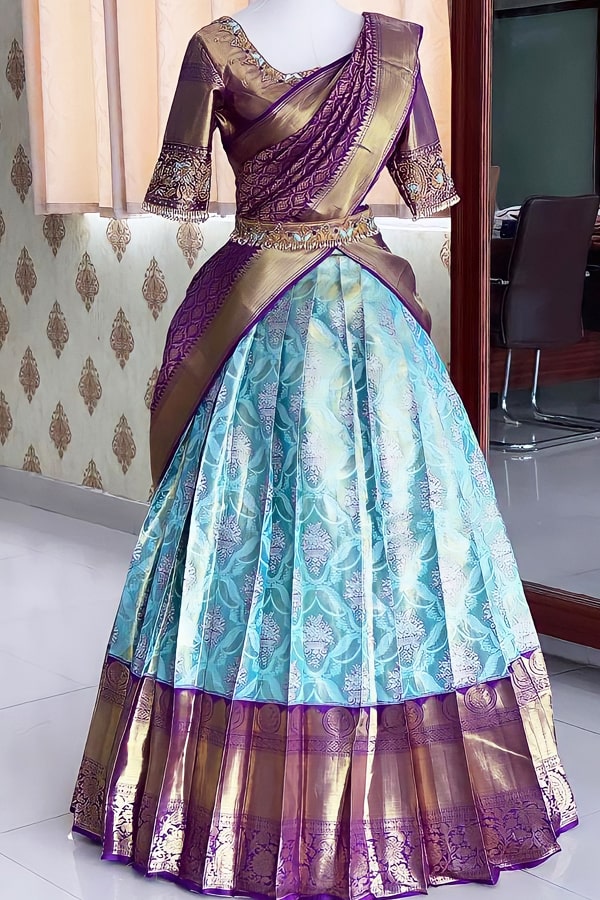 Traditional Pattu Lehenga Half Saree For Women 2022