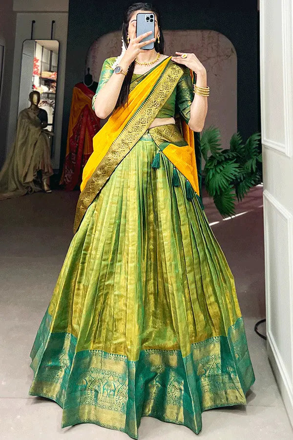 Simple Half Saree Designs For Wedding