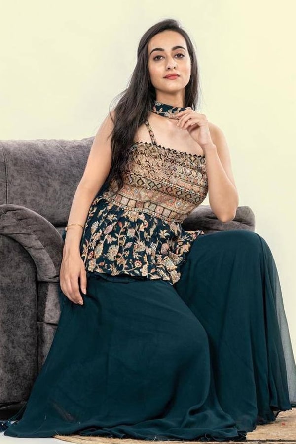 Latest Sharara Suit With Peplum Top For Girls - Anaya Designer Studio