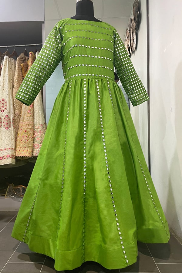 Simple Green mirror work gown Dress 2021 - Main Image