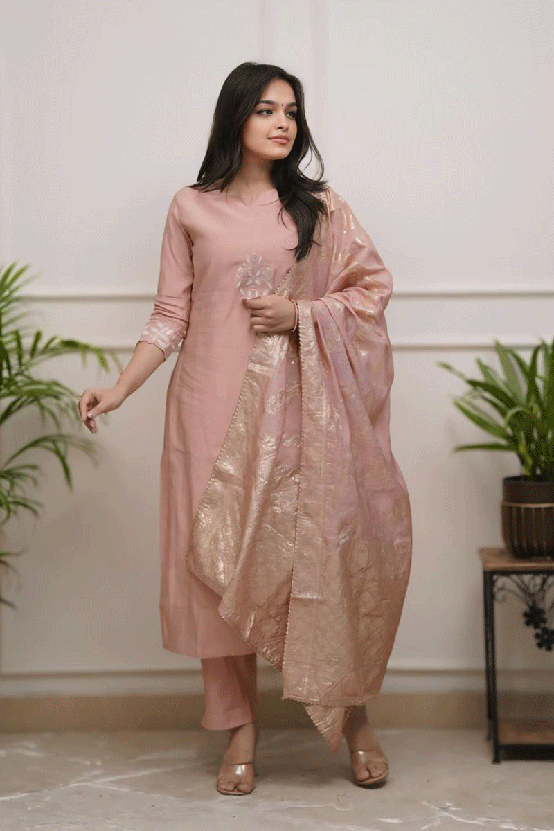 Embroidery Work Kurti Set For Daily Wear