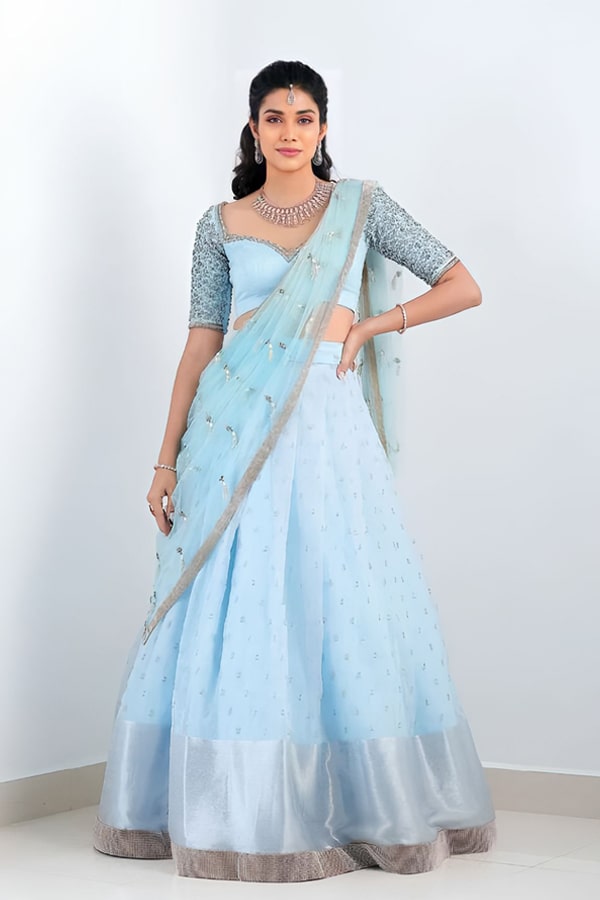 Latest Organza Half Sarees With Price 2023 - Anaya Designer Studio