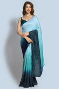 Sky Blue Sequin Saree Online Shopping