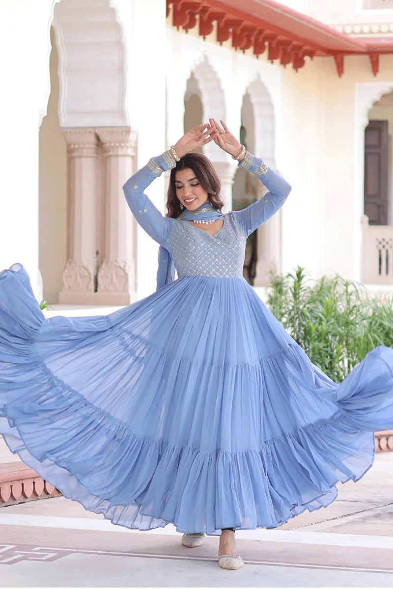 Sky Blue Anarkali Gown