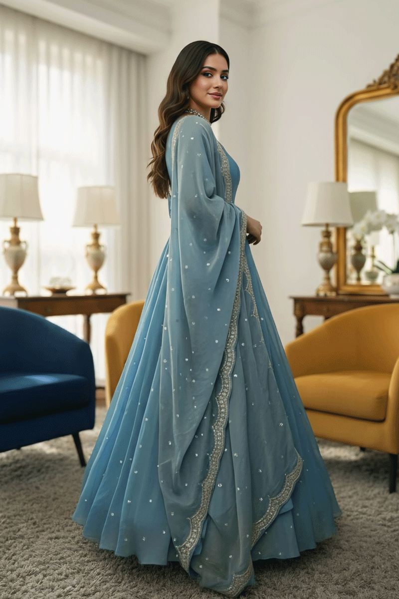 Sky Blue Anarkali Suit