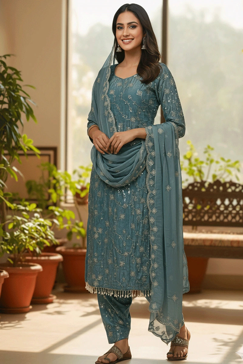 Sky Blue Dhoti Suit