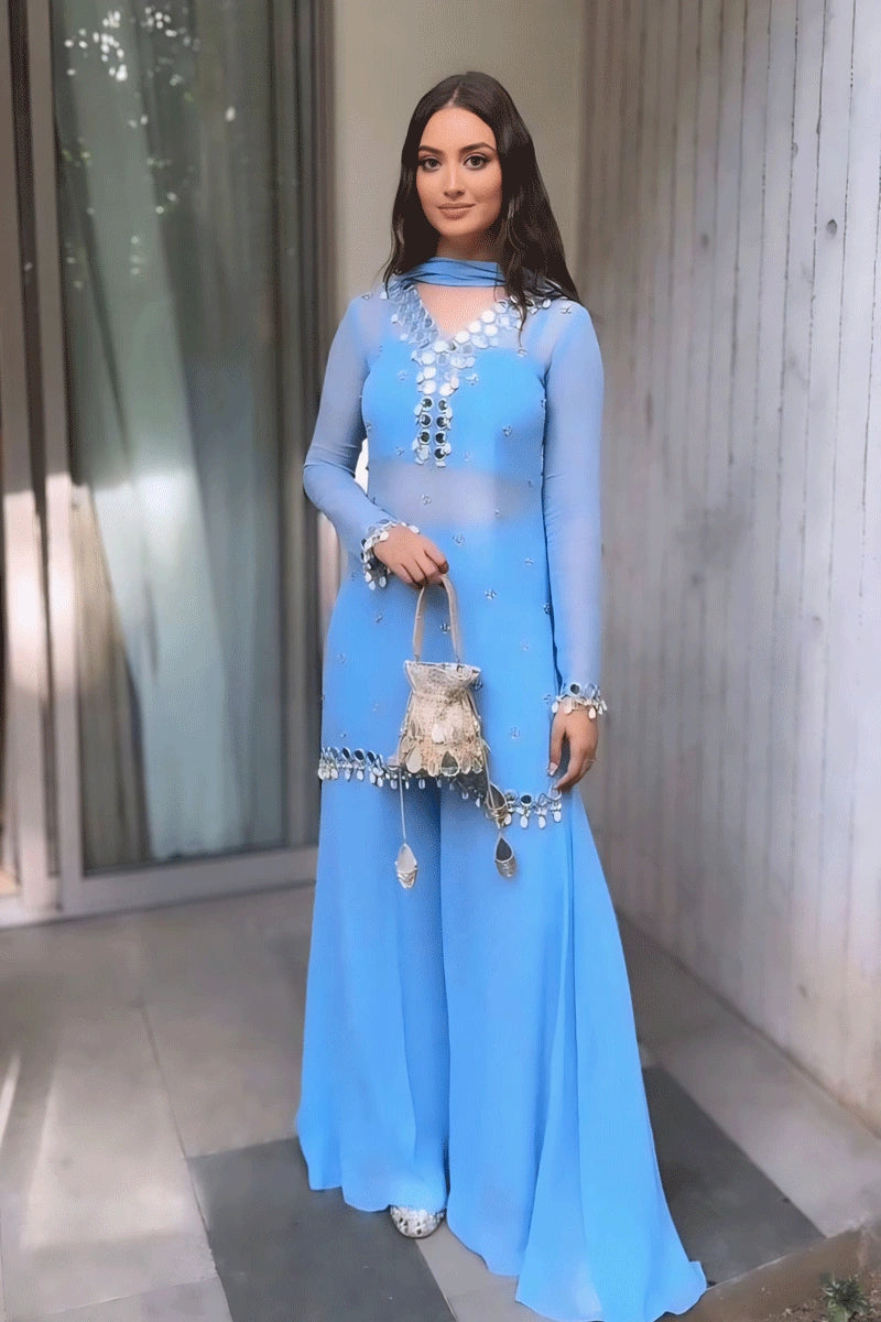 Sky Blue Sharara Dress