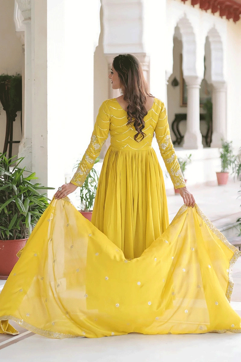 Sleeveless Yellow Anarkali Suit for Haldi