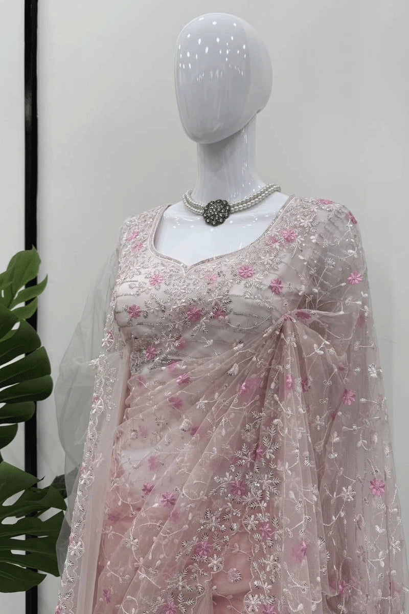 Soft net saree for reception