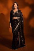 Sonali Bendre Black Saree for Reception Party