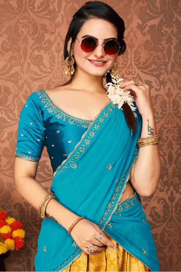 Modern Kerala Kasavu Half Saree Buy Online