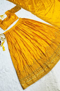 Stitched Half Saree Design For Haldi Function