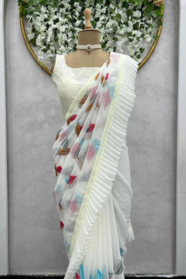 Latest Frill Style Ruffled Saree With Price For Farewell Function - Anaya Designer Studio