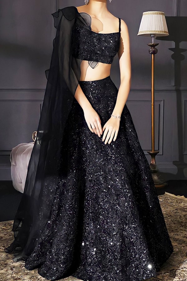 Stylish party wear lehenga for teenage girl 2021 Black.