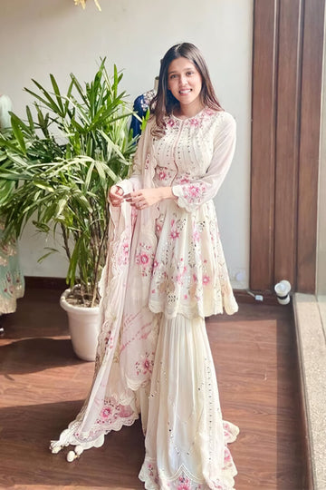 Latest Stylish Plazo With Crop Top White 2021