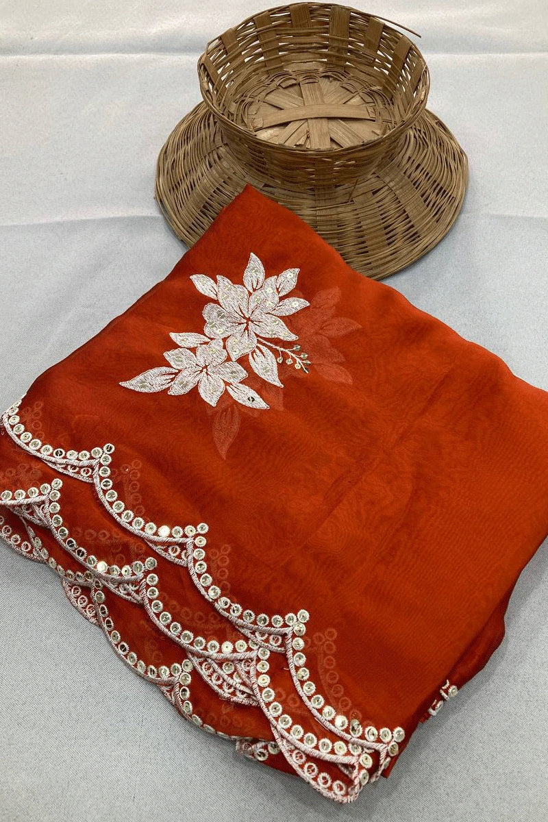 Stylish Embroidered Saree